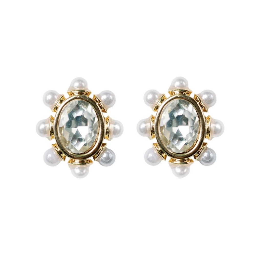Gold and Silver Pearl Accent Earrings